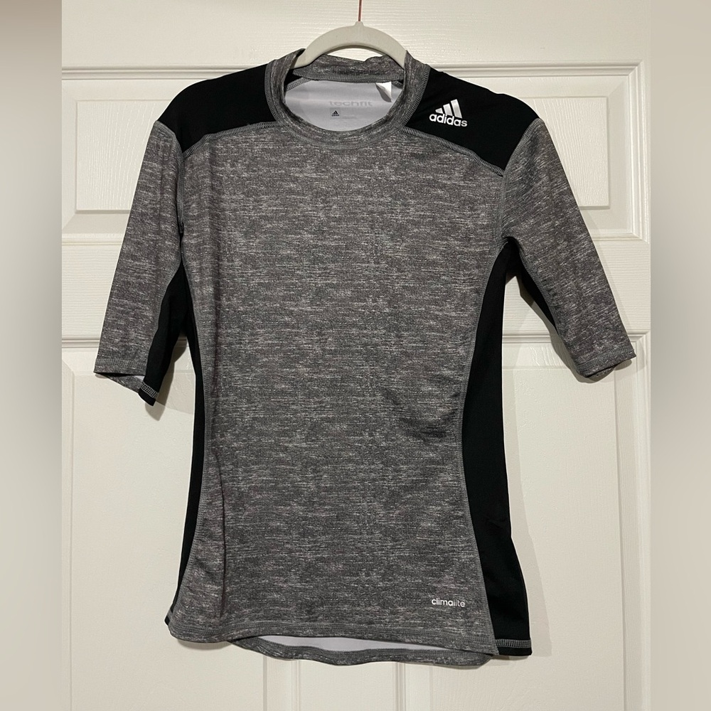 Adidas Gray and Black Short Sleeve Tee